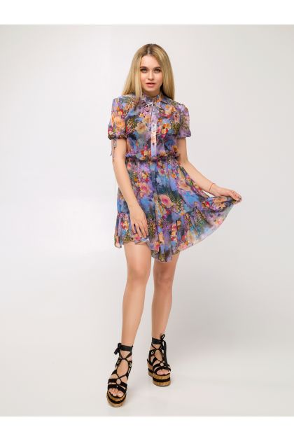 Платье "Нимфея" (мультицвет/голубой)