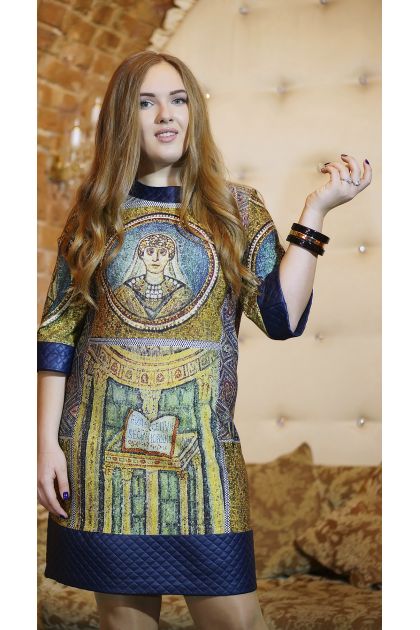 Платье-туника "Венеция" (песочный/икона)
