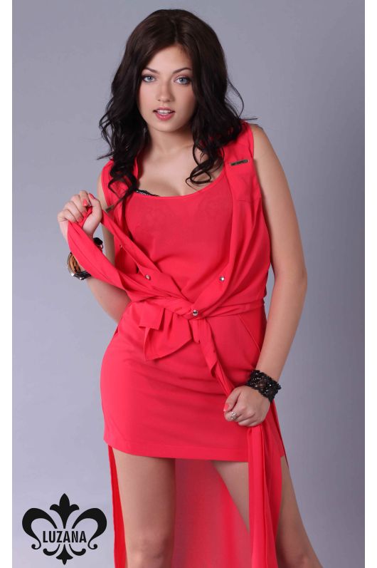 Кардиган+сарафан "Мелони" №1 (коралл) Кардиган+сарафан "Мелони" №1 (коралл)