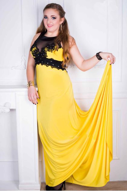 Платье "Кассандра" - желтый (со шлейфом)