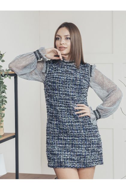 Платье "Лаура" (темно-синий+серый)