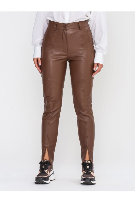 Кожаные брюки "Теренс" (коричневый)