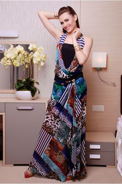 Платье "Лагуна" (леопардовый принт/синий)