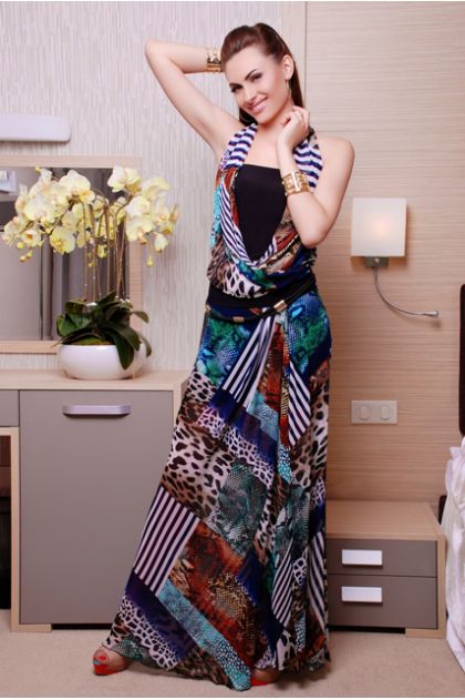 Платье "Лагуна" (леопардовый принт/синий)